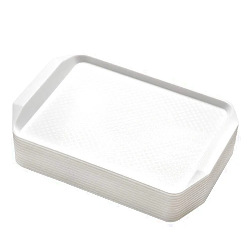 Aebeky 12-Piece White Plastic Fast Food Serving Trays,16.83 by 11.92-Inch