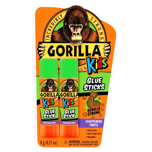 Gorilla Kids Disappearing Purple Glue Sticks, Two 6 Gram Sticks, (Pack of 1)