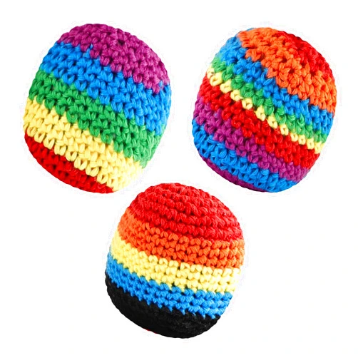 Winfree Woven Knitted Footbags Set, Crochet Kick Bags, Handmade Cotton Foot Bag Balls for Juggling, Kicking, Outdoor Play and Party Games,Random Colors and Styles (3)