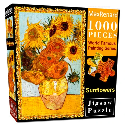 MaxRenard Game Jigsaw Puzzle 1000 Pieces and Up for Adult Fine Art Collection Toy Van Gogh Sunflowers