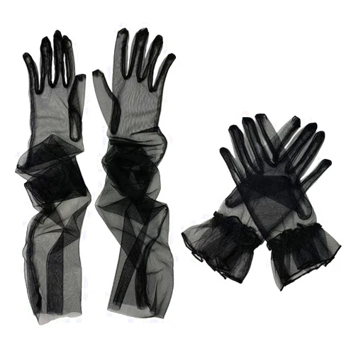Yisowank 2Pairs Tulle Long Wedding Bridal Gloves Sheer Gloves Transparent Elbow Length Opera Gloves