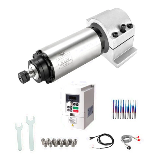 Zhong Hua Jiang CNC Spindle Motor Kits, 220V 3KW 3000W Φ100mm Air Cooled Spindle CNC Spindle CNC Motor + 3.7KW VFD+Φ100mm Clamp Mount + Collet Set ER20+ Drill bits+ Wires for CNC Router Machine