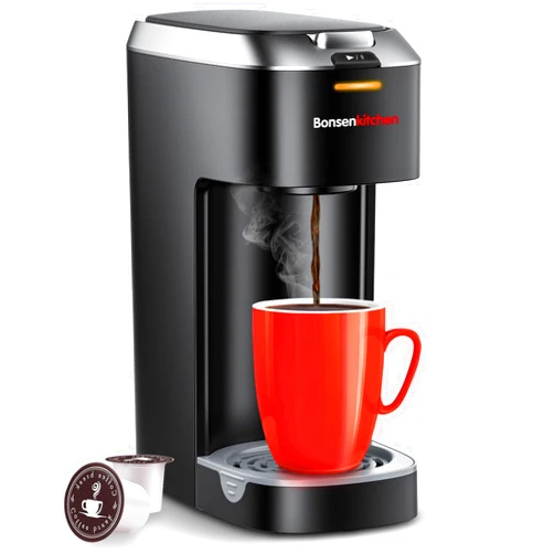 Bonsenkitchen Single Serve Coffee Maker, Coffee Brewer for K Cup Capsule, Fast Brewing Coffee Machine, Space Saving Design, Brew Sizes 6 to 12oz