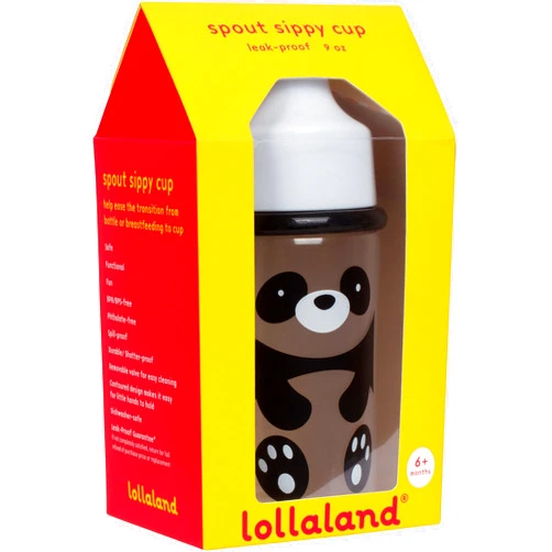 Lollaland Panda Bear, 9 ounce, 6 months Plus, Spill and Leak Proof, Bite Proof, Easy Grip, Hard Spout, BPA Free, Dishwasher Safe, Sippy Cup