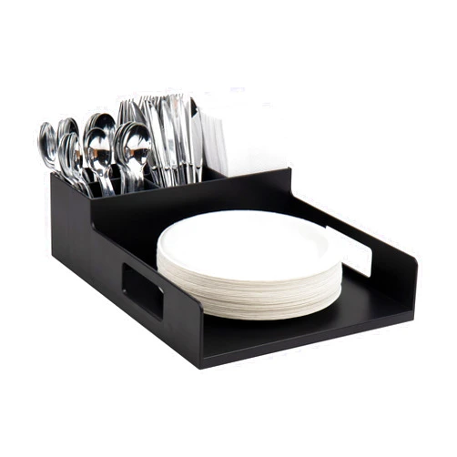 Mind Reader Utensil Napkin & Plate Holder, Silverware Organizer, Serving Tray, Plastic, 11.25