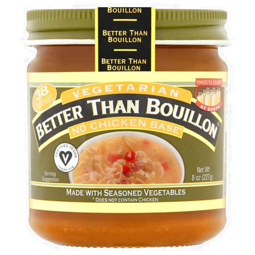 Better Than Bouillon Vegetarian No Chicken Base, Made with Seasoned Vegetables, Certified Vegan, Makes 9.5 Quarts of Broth, 38 Servings, 8 OZ Jar (Pack of 1)