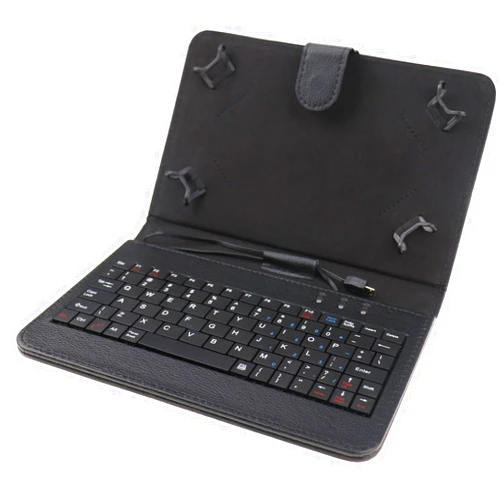 AIJAKO Universal 7 Inch Type C Keyboard Cases, Universal Stand Folio Leather USB Type C Keyboard Case Cover for 7 Inches Tablets, Universal 7 Inch Keyboard Cover (Connection by Type C Cable)