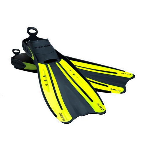 Ocean Pro OCEANPRO MAKO Open Heel Adjustable Scuba Diving FINS (Yellow, Small)