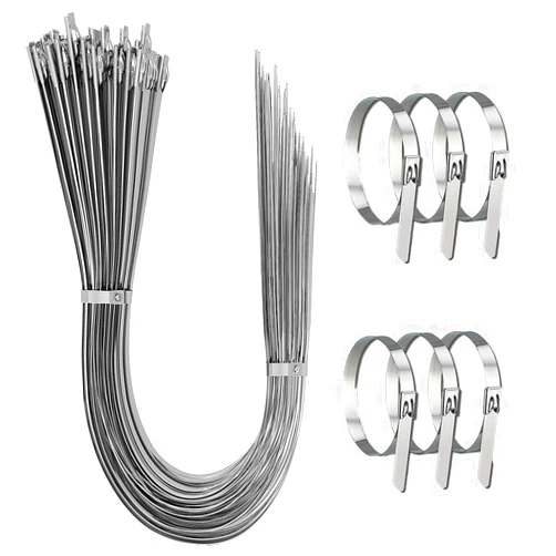 Aroono Heavy Duty Metal Zip Ties-52 inch, 304 Stainless Steel, Large Zip Ties, Supports up to 337 lbs-Ideal for Exhaust Wrap, Chain Link, Fence Parts, Wire Fence Rolls, Poultry Fence Outdoor (25PCS)