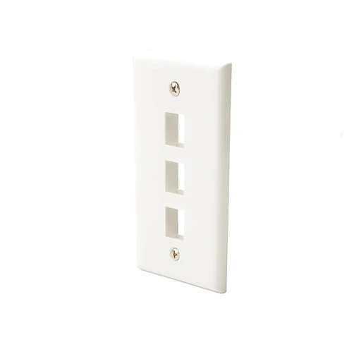 TRUE CABLE trueCABLE 3 Port Single Gang Keystone Wall Plate, UL Listed, Low Profile Design, Universally Compatible with Modular Ethernet, A/V, Coaxial, and Optical Fiber Keystones, 1 Pack, White
