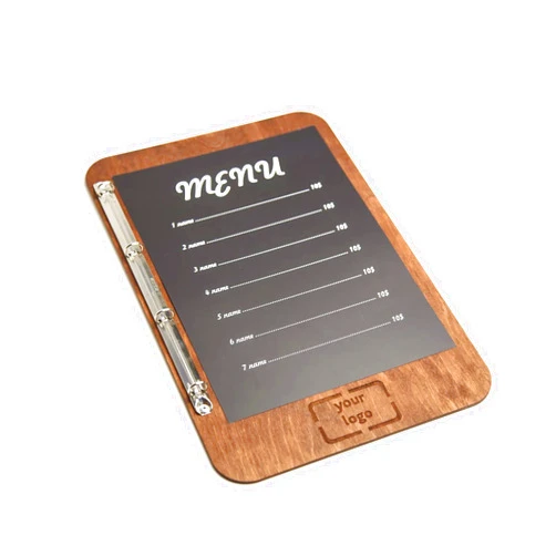 Kyivworkshop Menu Holder, Menu Board, Menu Cards, Guest Book, FREE ENGRAVING (Junior Legal size, cherry)