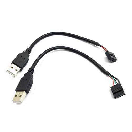 Duttek 9 pin USB Header to USB Cable, USB 2.0 Type A Male to Dupont 9 Pin Female Header Motherboard Cable Cord (AM to 9Pin 0.2M)(2 Pack)