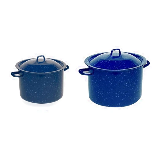 IMUSA USA Blue 6-Quart Speckled Enamel Stock Pot with Lid & USA 4-Quart Blue Speckled Enamel Stock Pot with Lid