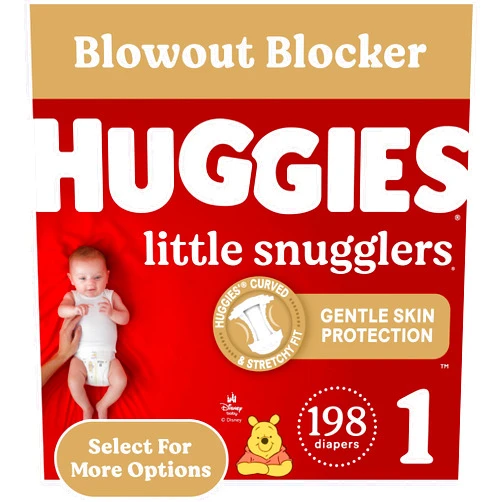 Huggies Size 1 Diapers, Little Snugglers Diapers, Size 1 (8-14 lbs), 198 Ct (6 packs of 33)