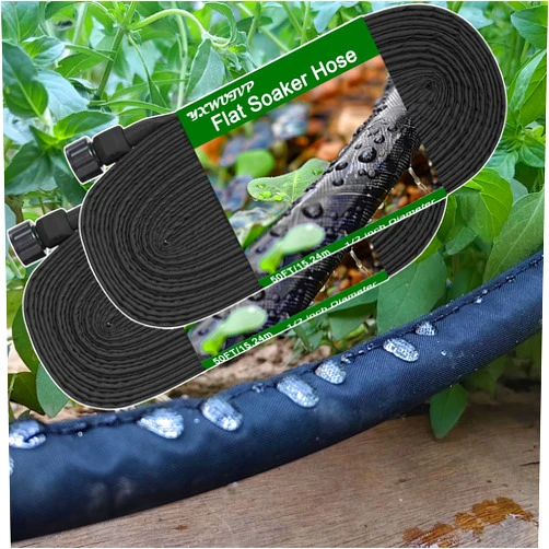 YXWUIVP 2-Pack 100-Foot Flat Soaker Hose - Providing an Efficient Watering Solution For Your Garden - with 3/4 Thread Connection Joints (50FT×2)