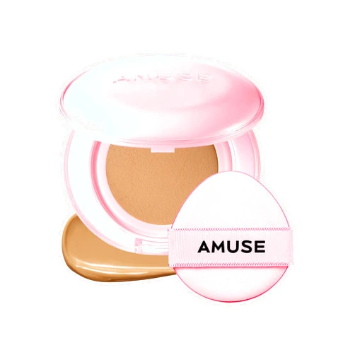 AMUSE SEOUL Dew Power Vegan Cushion Foundation (04 TAN), Semi Glow, Full Coverage, Dewy Finish, Long Lasting, Lightweight, Smooth Radiant Skin, Vegan, Korean Beauty Makeup