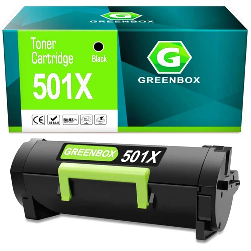 GREENBOX Remanufactured 501X Extra High Yield 10,000 Pages Toner Cartridge Replacement for Lexmark 501X 50F1X00 Use for MS410, MS510, MS610 Series Printer (Black, 1-Pack)