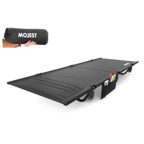 Mojest Ultralight Camping Cot for Adults - Portable Folding Camping Bed, Supports 350 lbs - Lightweight for Travel, Camping, Hiking, Backpacking, Mountaineering, Black