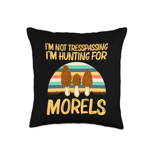 Funny Morel Gift Penny Bun Vegetable Fan Clothing Cute Design for Men Women Morel Mushroom Fungi Hunter Throw Pillow, 16x16, Multicolor