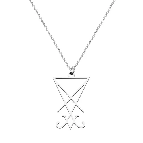 CENWA Lucifer Pendant Satanic Symbol Stainless Steel Jewelry Seal of Satan Necklace Symbolic Gift