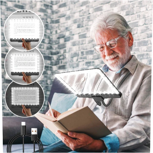 NZQXJXZ Rechargeable Hands Free Magnifying Glass with Light and Stand, 43 Bright LED Lighted Magnifying Glass for Reading, 5X Magnifier for Seniors for Newspaper, Sewing, Cross Stitch, Small Prints