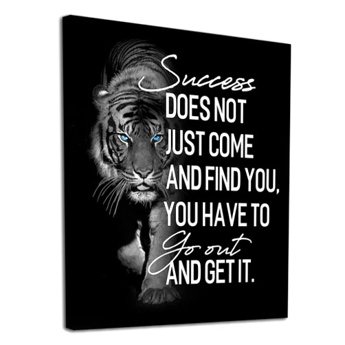 Tigeridge Inspirational Wall Art for Bedroom Living Room Success Does Not Just Come Black and White Motivational Canvas Picture Tiger Words Art Quote Sign Home Office Wall Decor Framed Ready to Hang 12