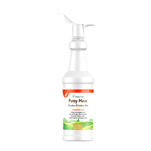 NaturVet – Potty Here Training Aid Spray | Attractive Scent Helps Train Puppies & Dogs Where To Potty | Formulated For Indoor & Outdoor Use | 32 oz
