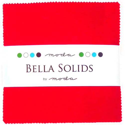 Moda Fabrics Moda Bella Solids Red 9900-16 Charm Pack, 42 5-inch Cotton Fabric Squares
