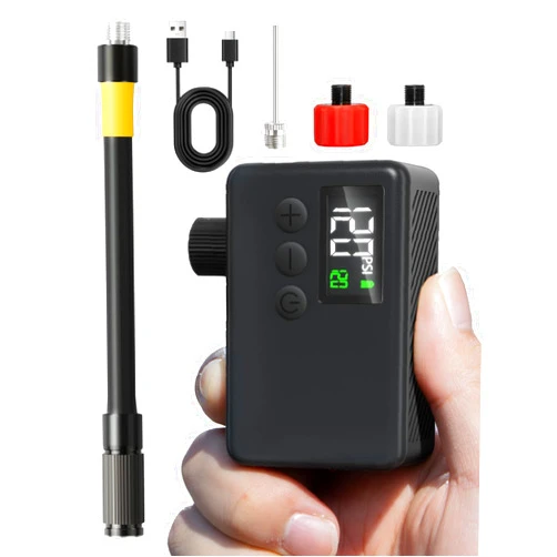 GPUTEK Mini Bike Tire Air Pump: Fast Inflate Portable Small Bicycle Electric Pump for Presta and Schrader Valves, 120 Psi High Pressure Pump with Digital Gauge for Road Bike, Mountain Bike, E-Bike