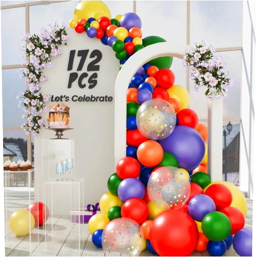 Incredible Raytrade 172 Pcs Rainbow Balloon Arch Kit in Various Sizes 18, 10, 5 Inches with Air Pump, Rainbow Balloons for Baby Shower, Bridal Shower, Wedding and Birthday Party Decoration