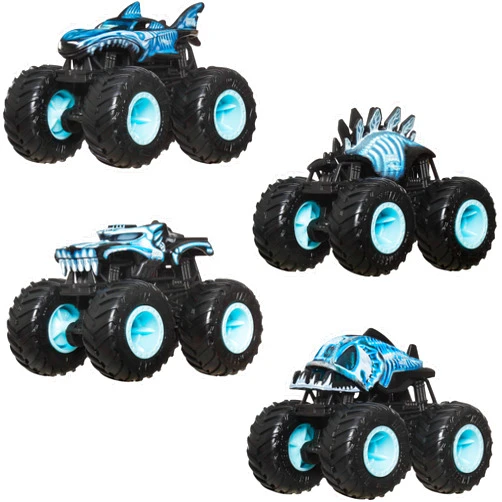 Hot Wheels Monster Trucks, 4-Pack of 1:64 Scale Toy Trucks, Set of 4 X-Ray-Themed Vehicles, Giant Wheels, Favorite Characters & Cool Designs