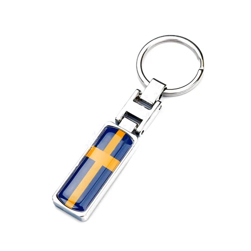 Winluu Swedish Flag Keychain Sweden Flags Metal Key Ring Keychains Emblem Badge For SAAB XC40 XC60 XC70 XC80 XC90 V40 S80 S90 C30 Keyring Chain,2.7inch Swedish Flag Keychain