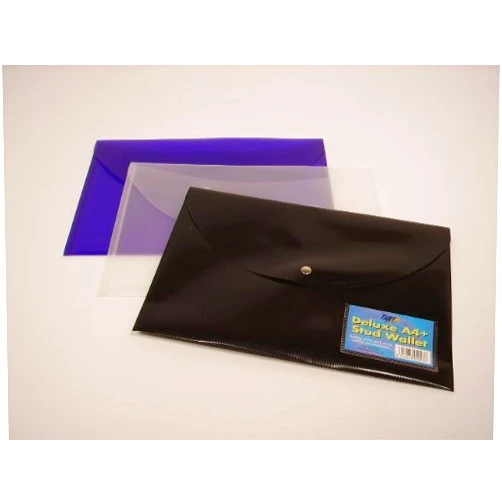 Manchester Stationery 5 Ribbed Assorted A4 Plus Press Stud Document Wallets