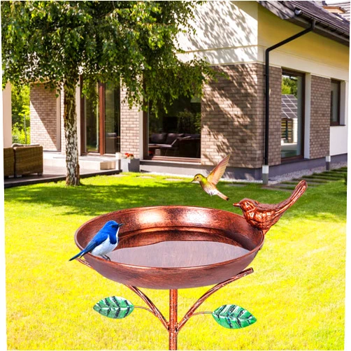 Venniy Metal Bird Bath,Vintage Freestanding Birdbaths & Birdfeeder,Red Bronze Hummingbird BirdBaths for Garden Patio Lawn Decoration Best Gift for Bird Lovers