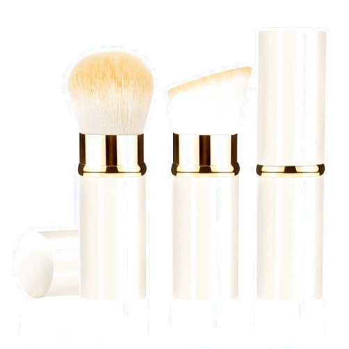 Keriloo Makeup Brush, Retractable 2 Pack Travel Kabuki Powder Makeup Brush, Foundation Face Blush Brushes for Blending Liquid, Blush, Bronzer, Buffing, Sunscreen,Flawless Cosmetics