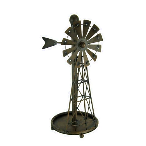 De Leon Collections Rustic Distressed Metal Art Windmill Paper Towel Holder Kitchen Table Decor