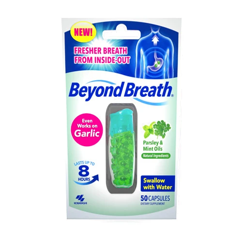 BEYOND BREATH Breath Freshening Capsules, Fresher Breath From Inside-Out, Even Works On Bad Breath From Garlic, Lasts Up To 8 Hours, 50 Capsules