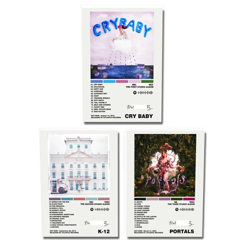 Generic Cry Baby K–12 Portals Poster Music Album Cover Signed Limited Canvas Poster (Set of 3) Unframed 8x10in(20x25cm) For Living Room Bedroom Decoration