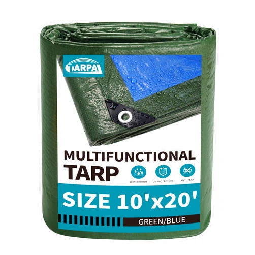 TARPAL 10x20 Green Tarp Waterproof Multipurpose Protective Cover All Purpose Outdoor Poly Tarps Cover for Shed, Camping, Farm,Firewood, Boat,Outdoor Furniture, Roof Waterproofing