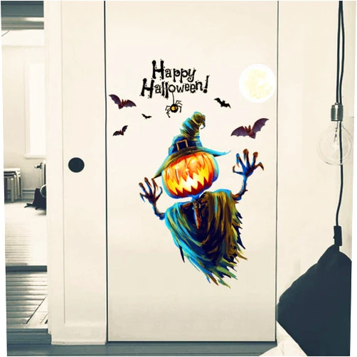 Youyouyu Happy Halloween Wall Stickers Pumpkin Spider Bat Window Home Party Decoration DIY Removable Wall Decal for Living RoomClassroom Office Nursery Decoration (3#Halloween)