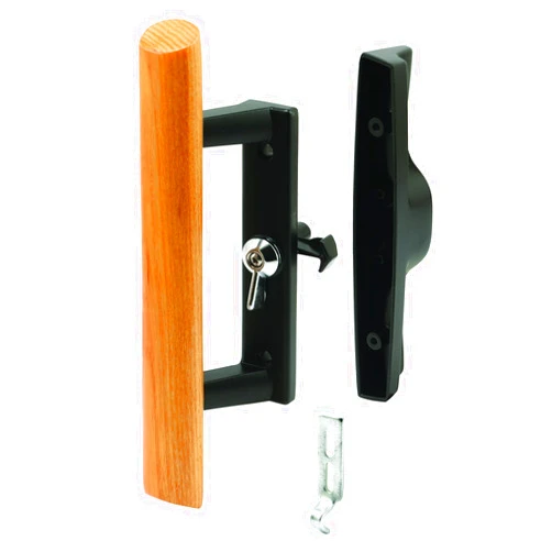 Prime-Line C 1107 Black Diecast with Hardwood Handle Surface Hook Sliding Patio Door (Single Pack)