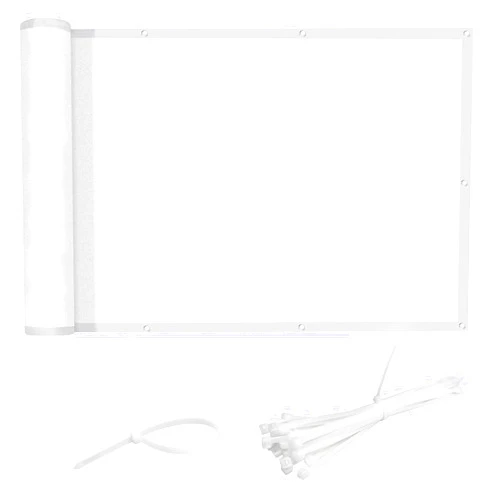LOVE STORY 3’ x10’ White Waterproof Balcony Privacy Screen Cover - Opaque Fence Covering Privacy, 100% Polyester Fabric, UV Protection Shield for Apartment Railing,Outdoor Patio, Deck, Porch