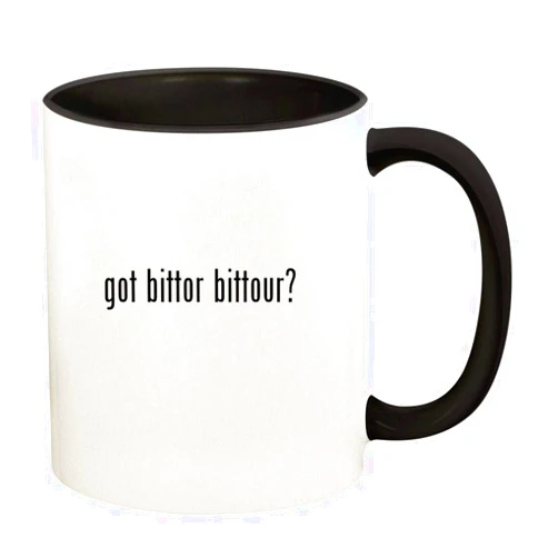 Knick Knack Gifts got bittor bittour? - 11oz Ceramic Colored Handle and Inside Coffee Mug Cup, Black