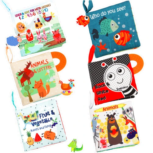 Bebe mondo Baby Books Toys Gifts, Touch and Feel Cloth Crinkle Books for Babies,Infant Toddler Baby 0-3-6-12-18 Months,Early Learning Toys 6 to 12 Months 1-2 Years Old,Christmas Shower Gift for Boys Girls,6 PCS