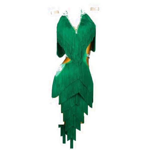 YDHTIZ Professional Women's Tassel Latin Competition Costume Salsa Tango Dance Clothes Ballroom Performance Dresses for Samba