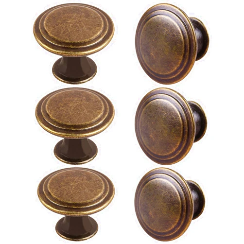YOIPE Pack of 6 Flat Round Mushroom Shape Drawer Pulls Anique Broze Furniture Cupboard Zinc Alloy Dresser Knobs Door Window Pull Handles Cabinet Hardware for Closet Wardrobe Pulls with Screws
