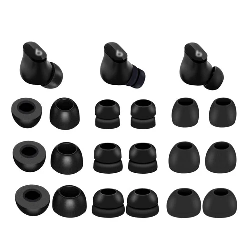 IiEXCEL 9 Pairs Ear Tips Kit Compatible with Beats Studio Buds +, Silicone Double Flange and Memory Foam Tips S/M/L Replacement Noise Reduce Fit in Case Eartips for Beat Studio Buds - Black