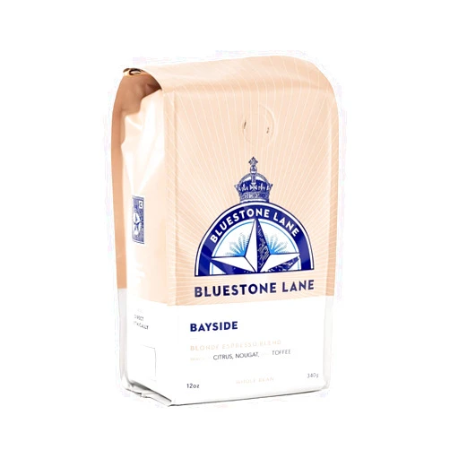 Bluestone Lane Coffee Beans, Bayside Blonde Light Roast, Whole Bean, 12 Ounce Bag