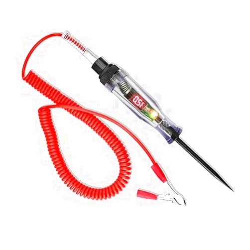 Awlbed 1 Pack Car Circuit Tester with Spring Wire, Multifunctional Voltage Detecting Pen, Automobile Repair Tool Kit, Universal for Most Cars, Trucks and Vans (Red #6V/12V/24V-2)