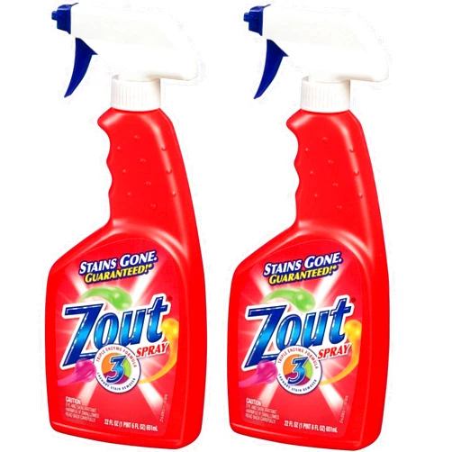 Zout Laundry Stain Remover Spray, Triple Enzyme Formula, 22 Ounce Bottles, 2-Pack
